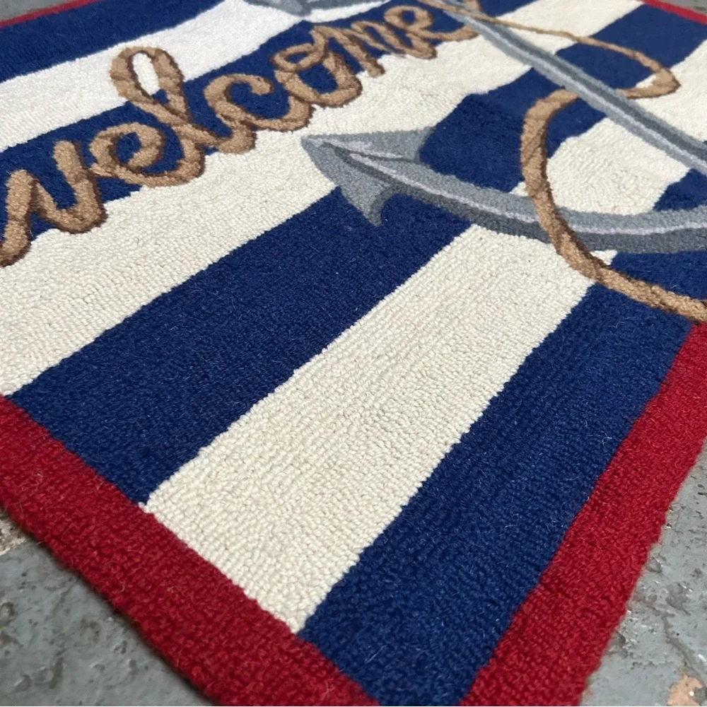 Nautical Welcome Mat with Anchor Design #1201257